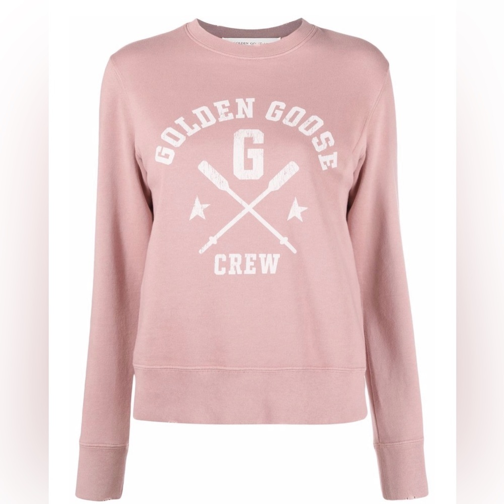 NWT GOLDEN GOOSE LOGO PRINT CREW NECK SWEATSHIRT Pink
